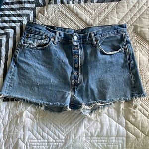 Womens high-waist distressed Levi’s cutoffs